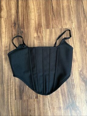 Black Corset-Style Tank Top - Women's Sleek Bustier